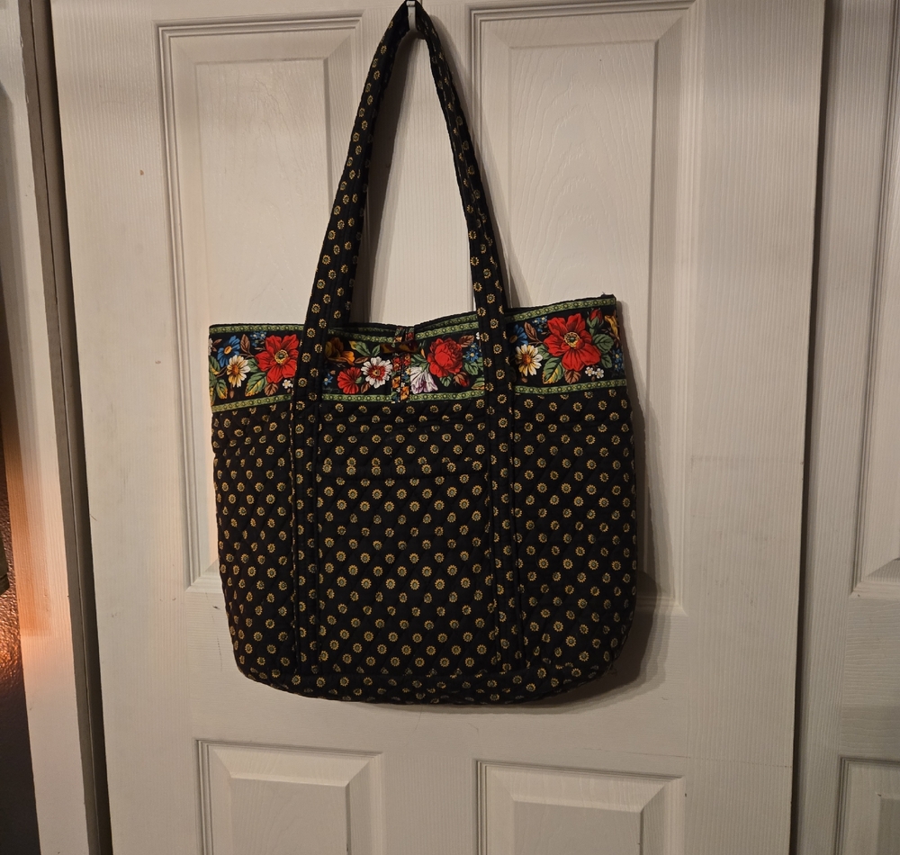 Vera Bradley Black Tote with Floral Pattern